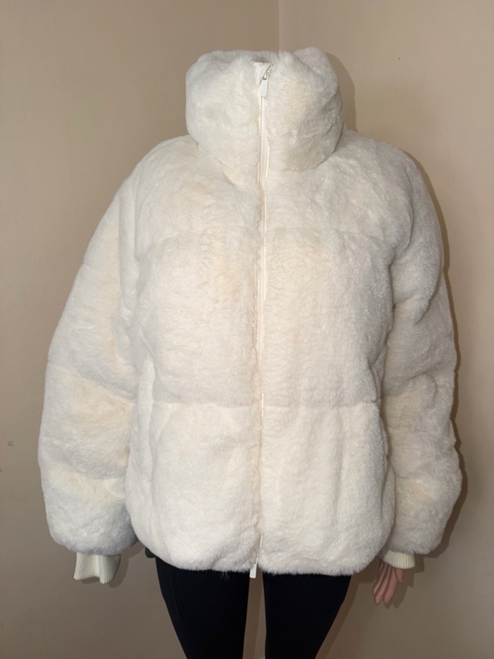 all in motion Cream Faux Fur Puffer Jacket